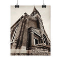 Vintage Church Architecture Rolled Poster – Sepia Urban Landmark Wall Art
