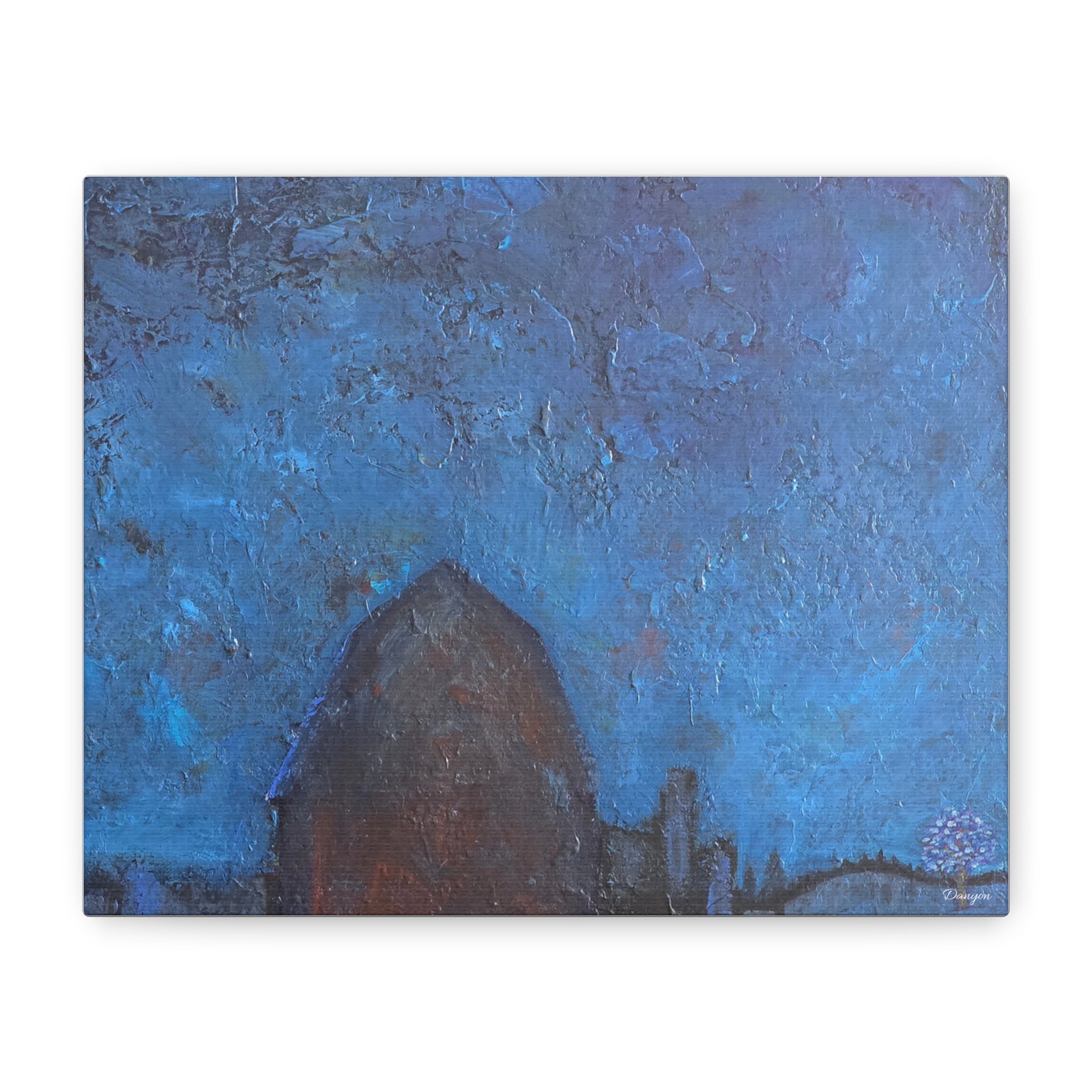 Blue Night Abstract Matte Canvas Wall Art — Stretched 1.25"