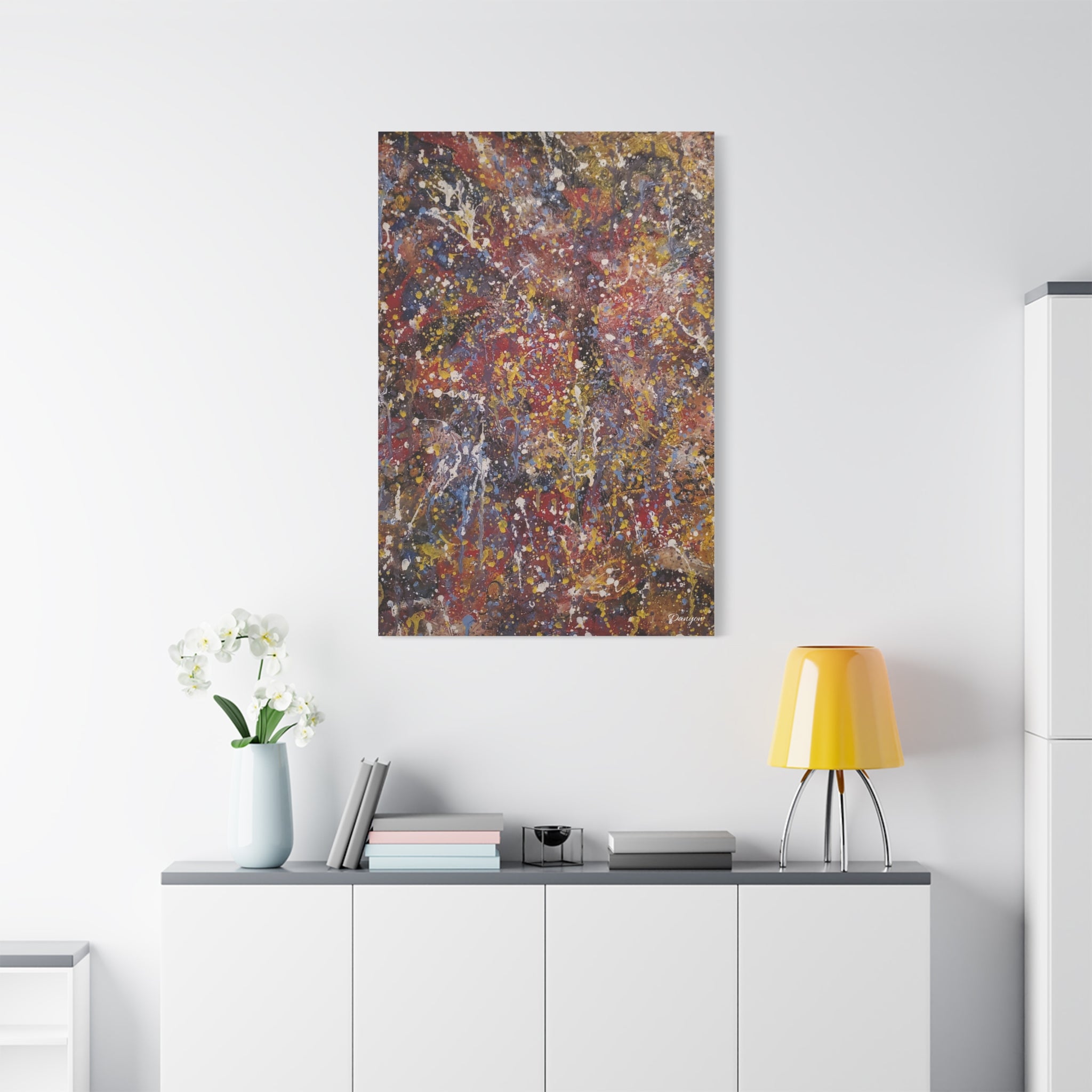 Abstract Splatter Art Canvas — Colorful Drip Painting on Stretched Matte Canvas