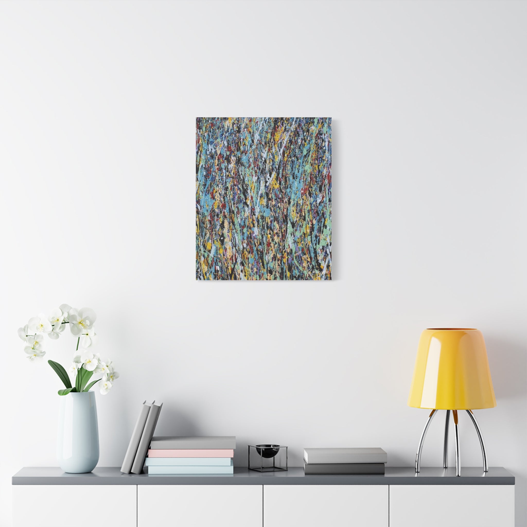 Abstract Drip Painting Canvas Print — Colorful Modern Wall Art, Matte Stretched 1.25"