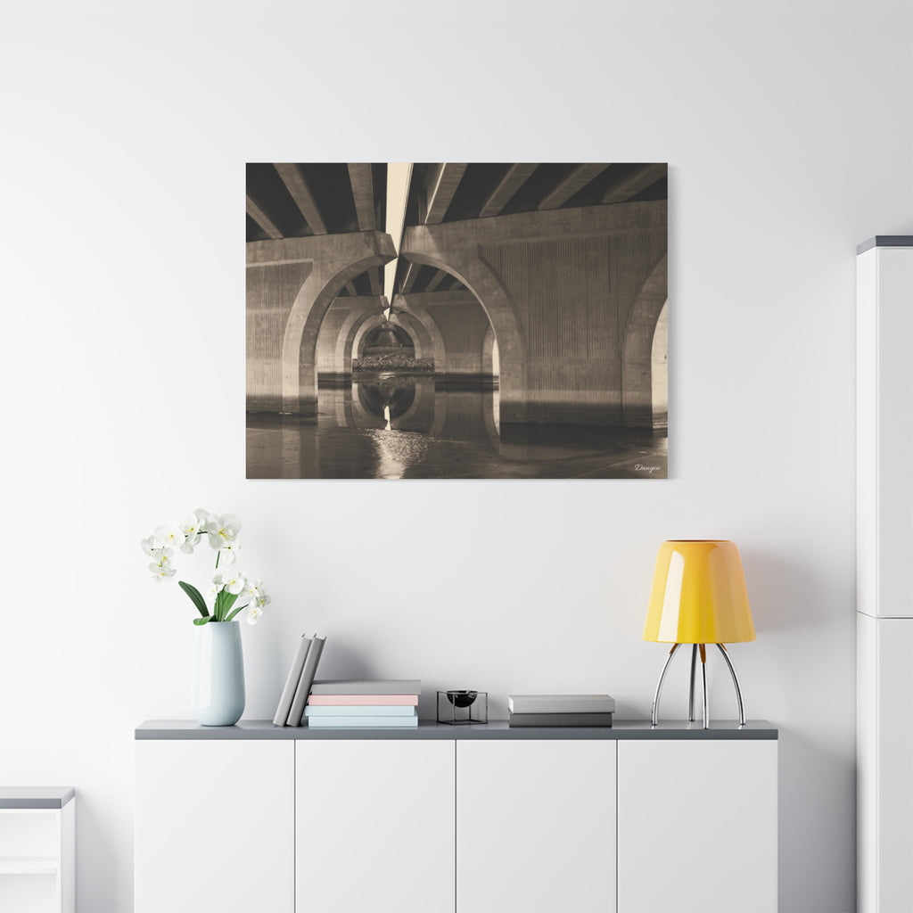 Sepia Bridge Underpass Canvas Wall Art — Stretched Matte 1.25"