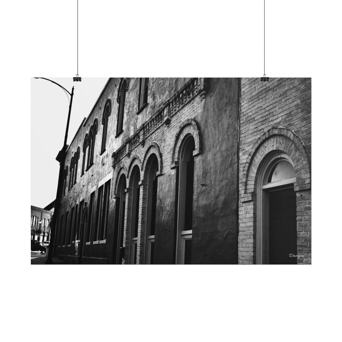 Vintage Brick Row Black & White Rolled Poster