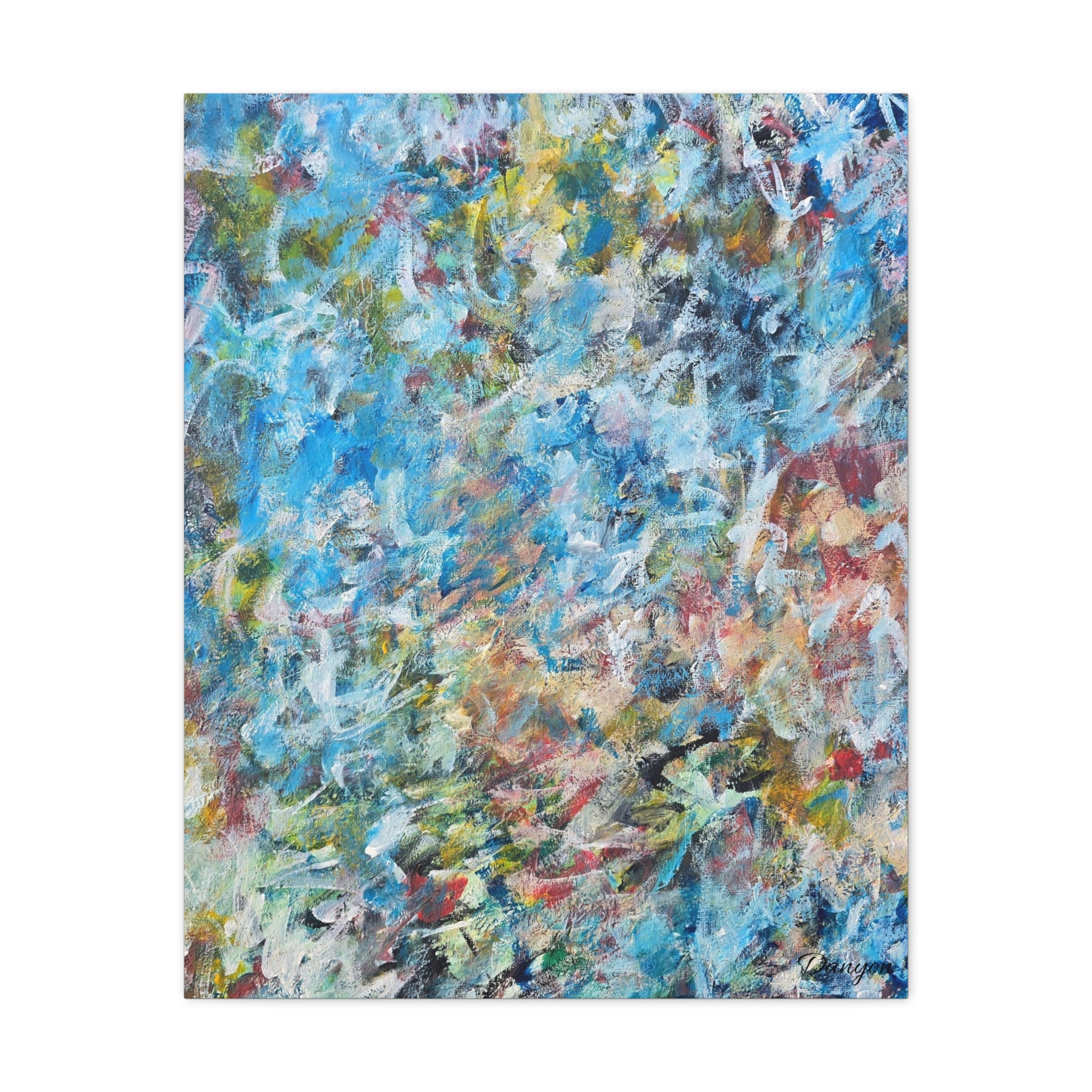 Abstract Blue Chaos Matte Stretched Canvas (1.25")