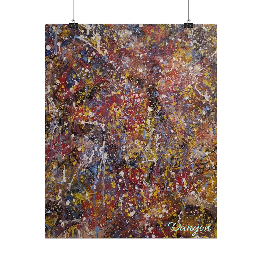 Abstract Splatter Art Poster — Colorful Drip Painting Rolled Poster