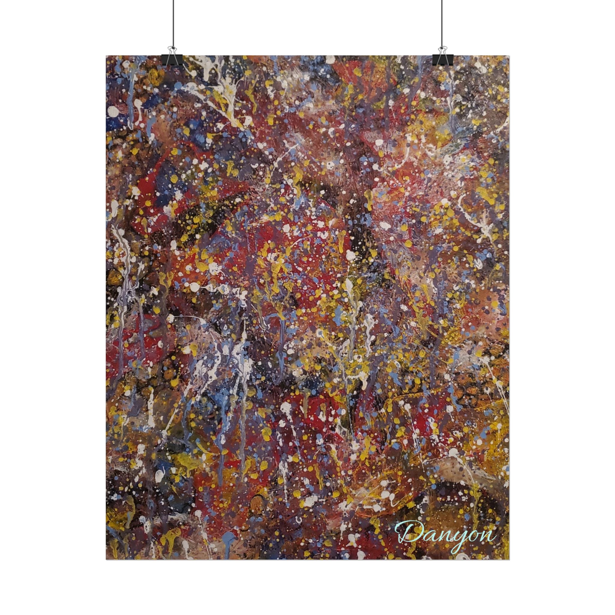Abstract Splatter Art Poster — Colorful Drip Painting Rolled Poster