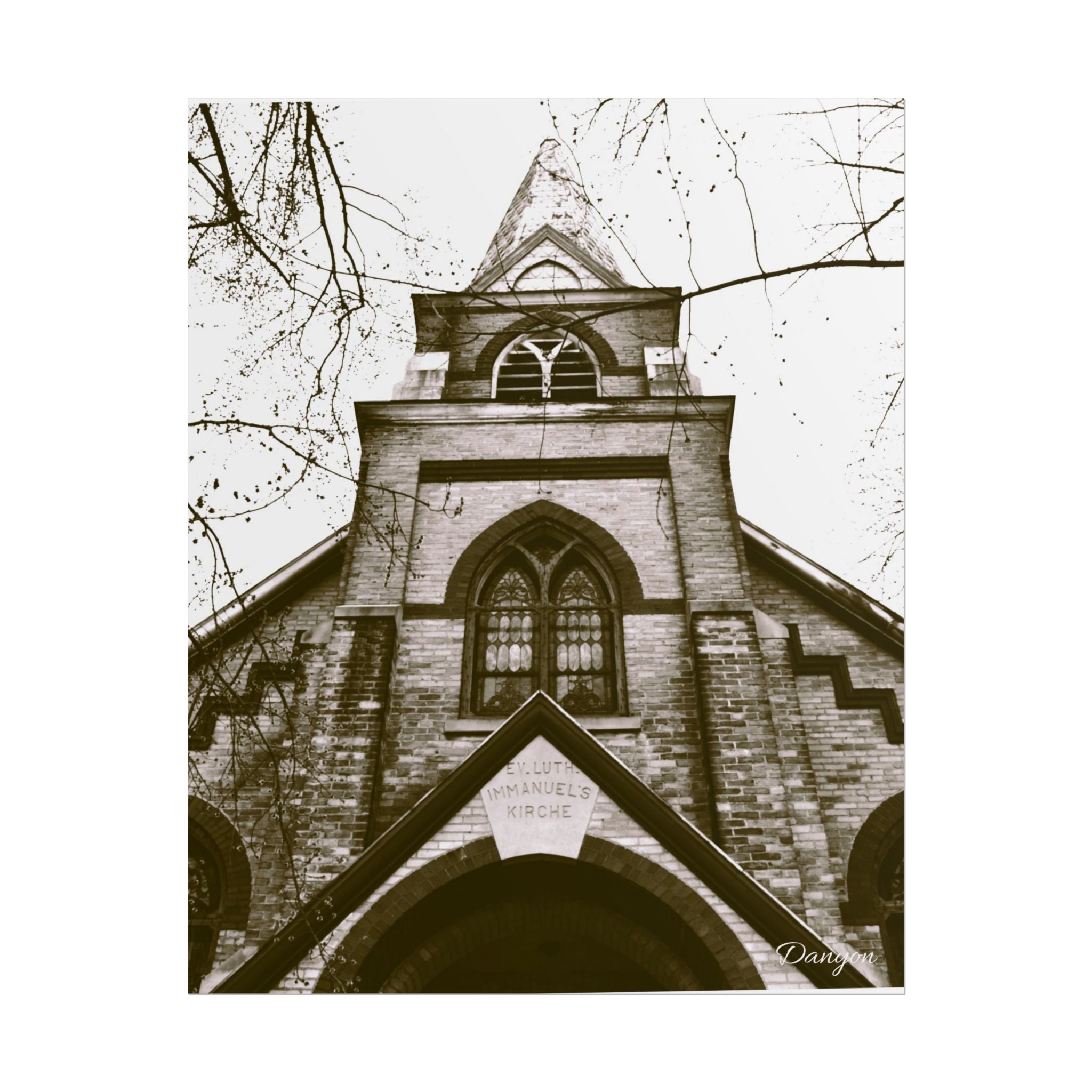 Vintage Gothic Church Rolled Poster – Sepia Architectural Wall Art