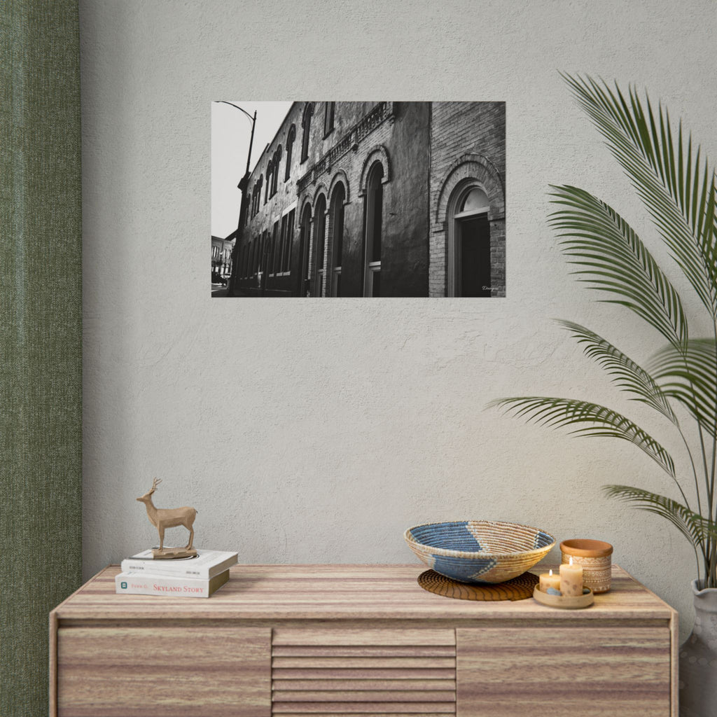 Vintage Brick Row Black & White Rolled Poster