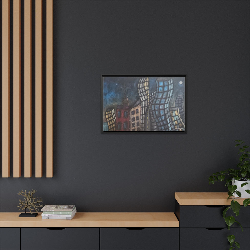 Abstract Cityscape Matte Canvas Framed Wall Art