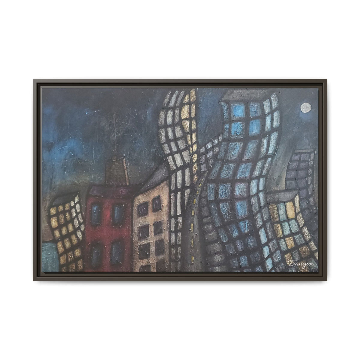 Abstract Cityscape Matte Canvas Framed Wall Art