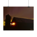 Sunset Barn Rolled Poster – Rustic Farm Landscape Wall Art