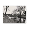 Matte Stretched Canvas - Serene Black & White River Landscape Wall Art