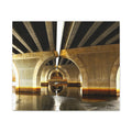 Concrete Bridge Underpass Canvas Print — Golden Urban Architecture Wall Art