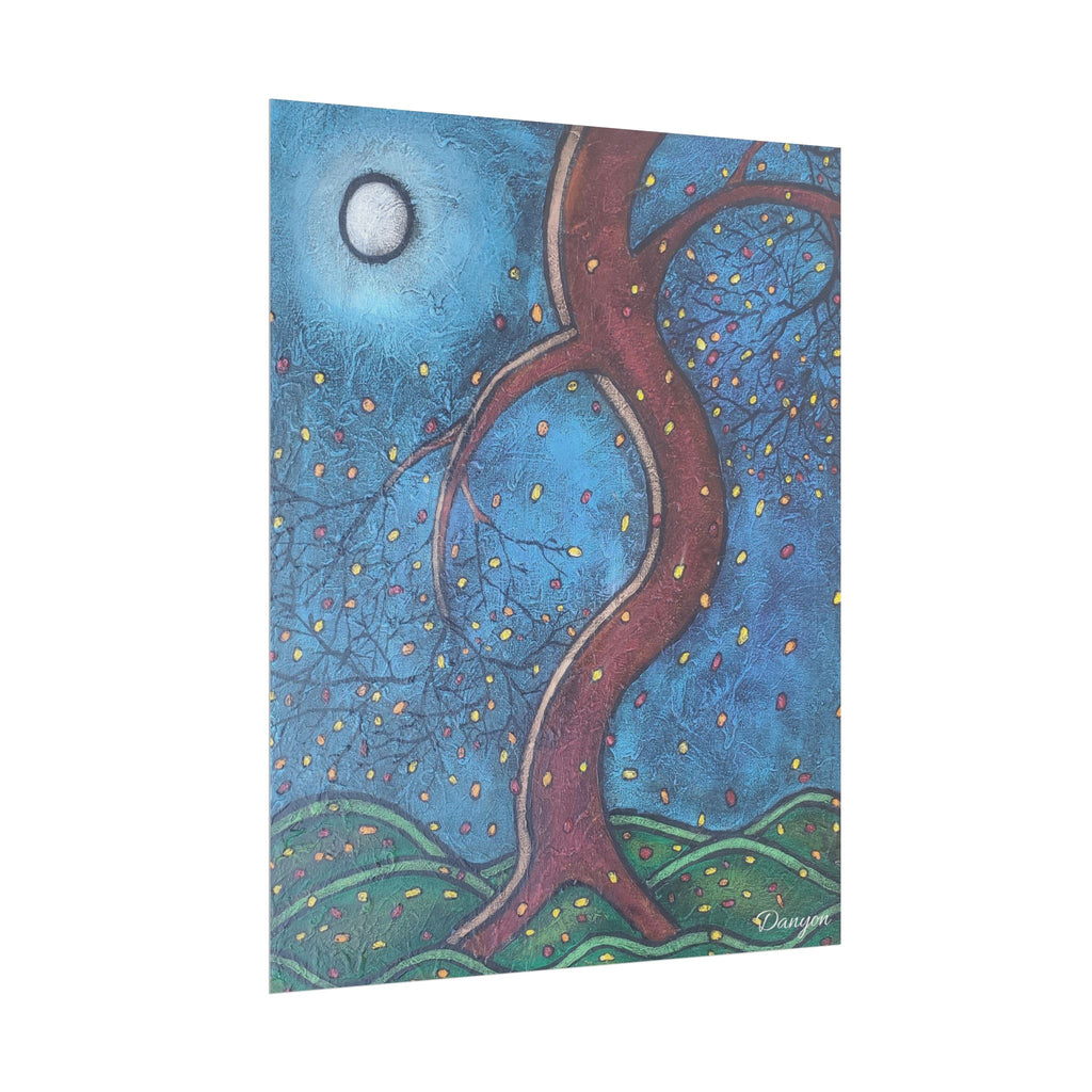Rolled Poster — Moonlit Whimsical Tree Art Print