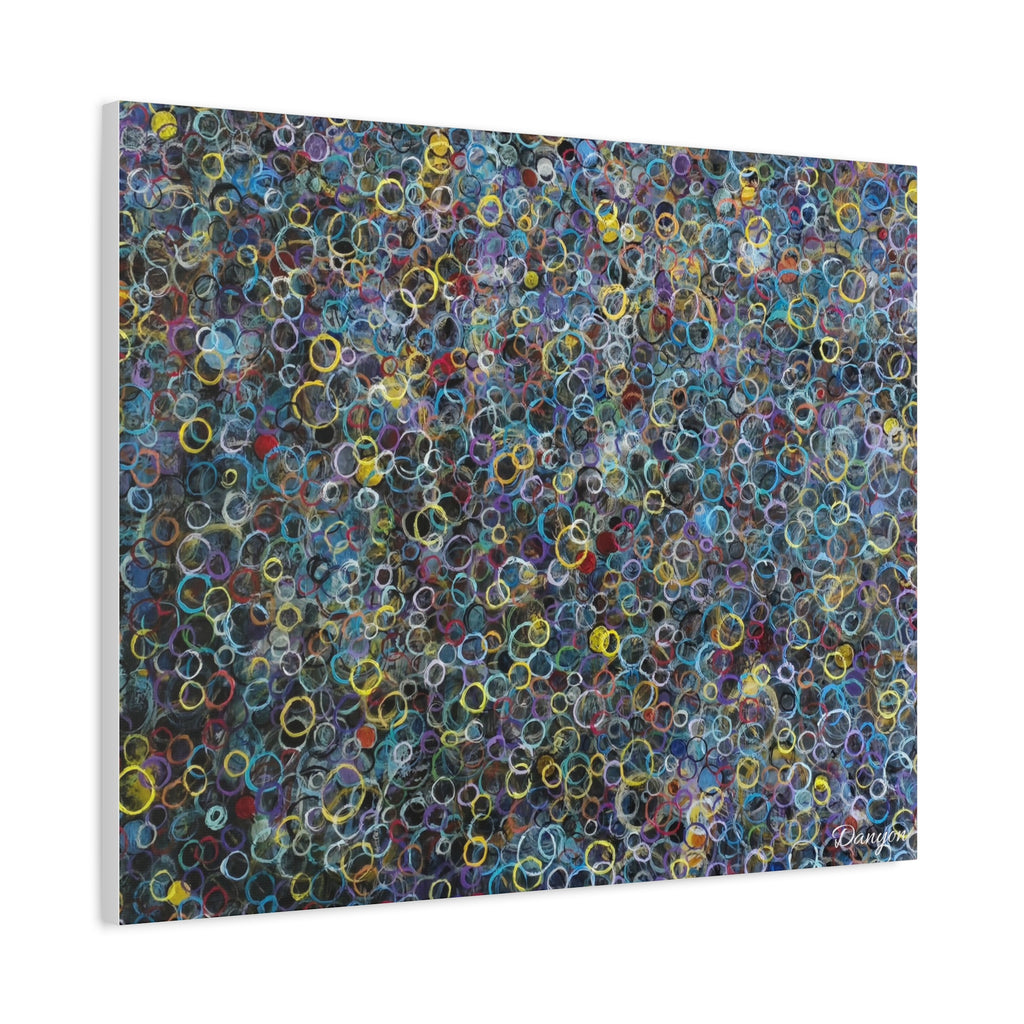 Abstract Bubble Pattern Matte Canvas Print — Colorful Ringed Texture Wall Art