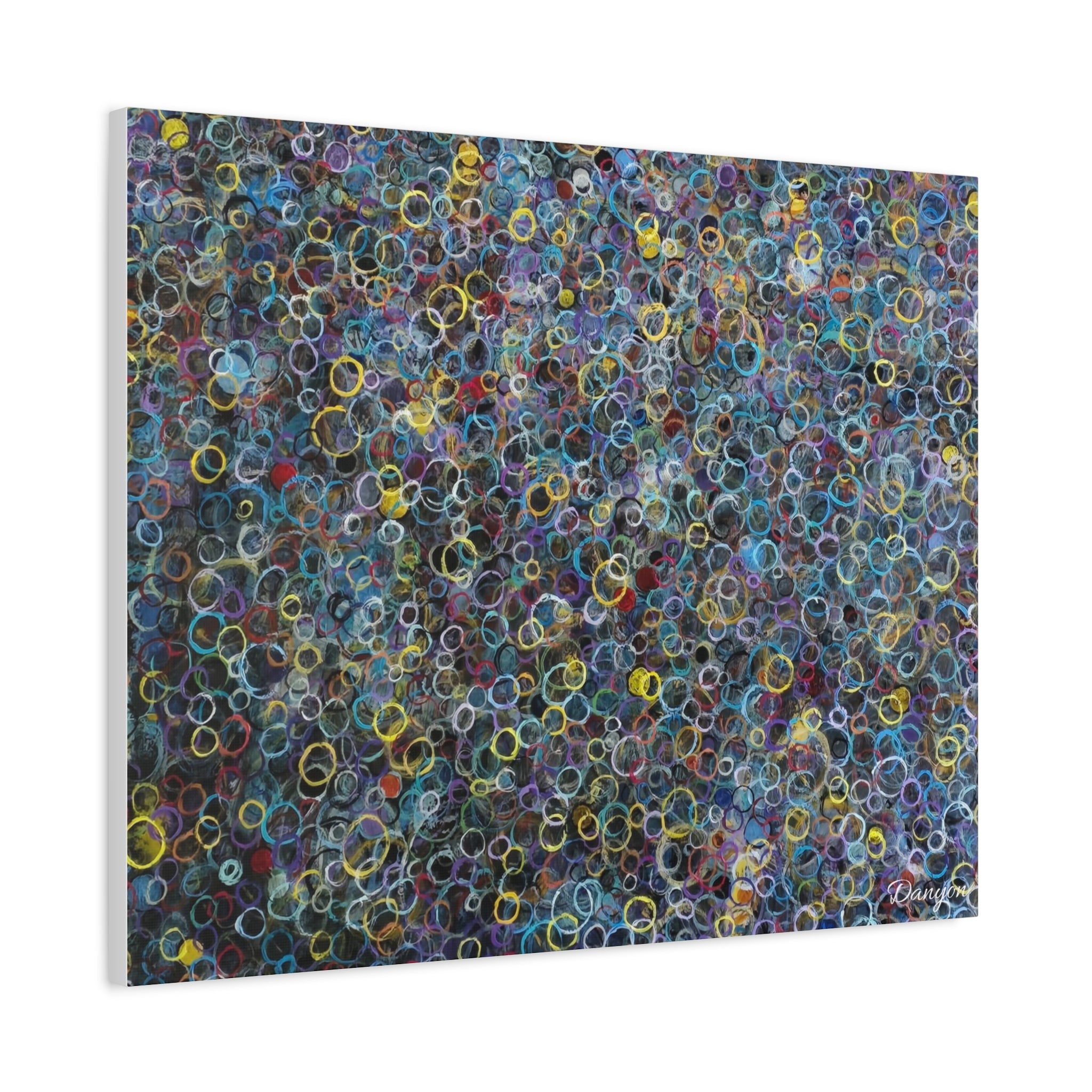 Abstract Bubble Pattern Matte Canvas Print — Colorful Ringed Texture Wall Art