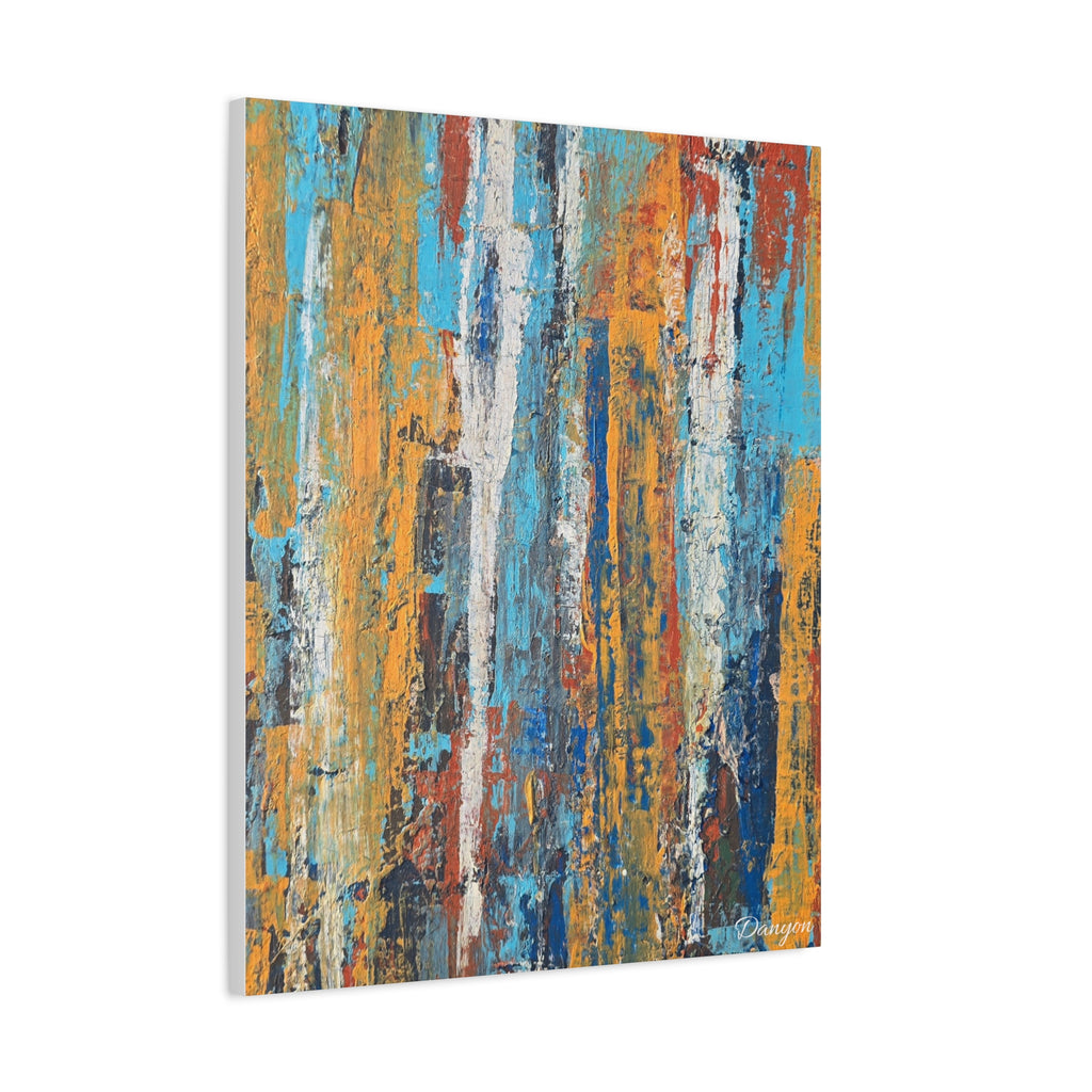 Abstract Urban Texture Matte Canvas Print — Colorful Vertical Brushstroke Wall Art