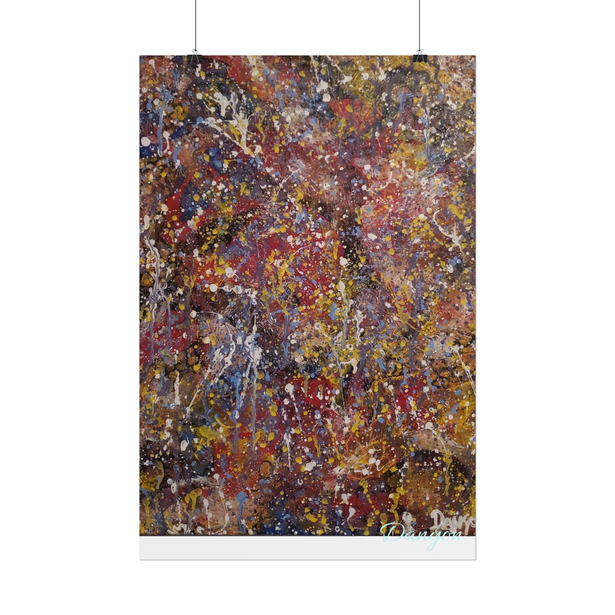 Abstract Splatter Art Poster — Colorful Drip Painting Rolled Poster