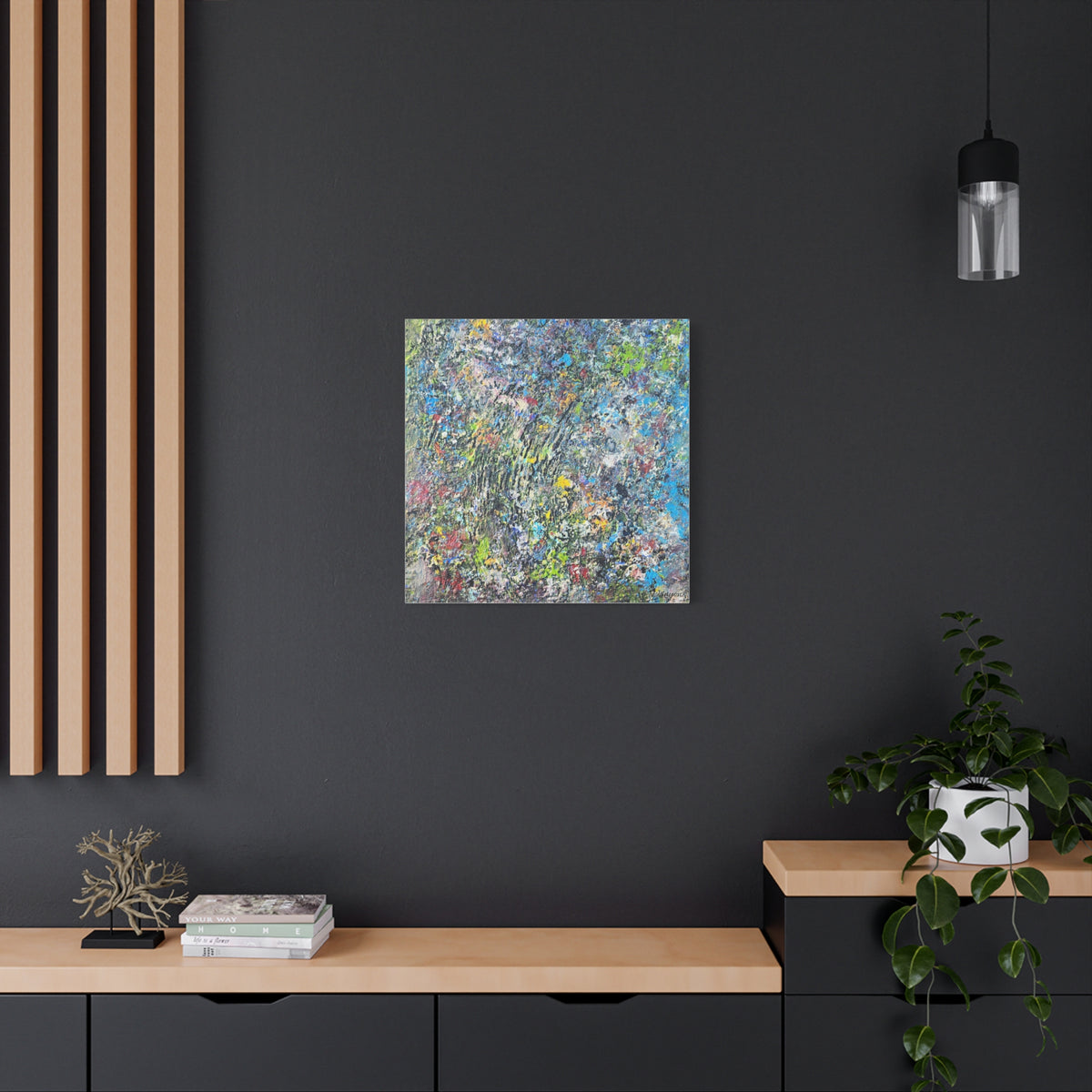 Abstract Textured Canvas Art – Colorful Impasto Square Wall Decor