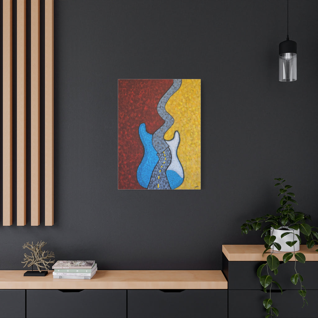 Abstract Road Trip Canvas Art — Colorful Modern Stretch Wall Decor