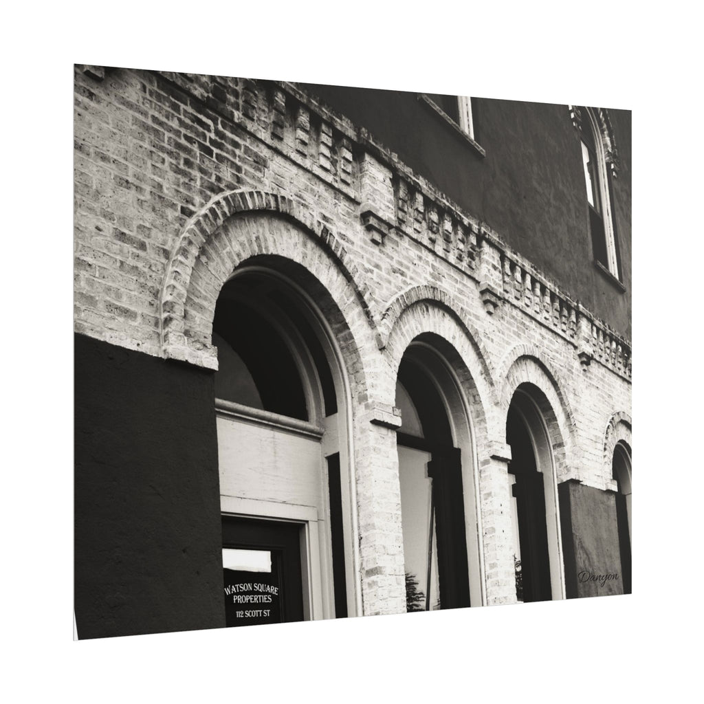Rolled Poster — Vintage Black & White Arched Brick Architecture Print