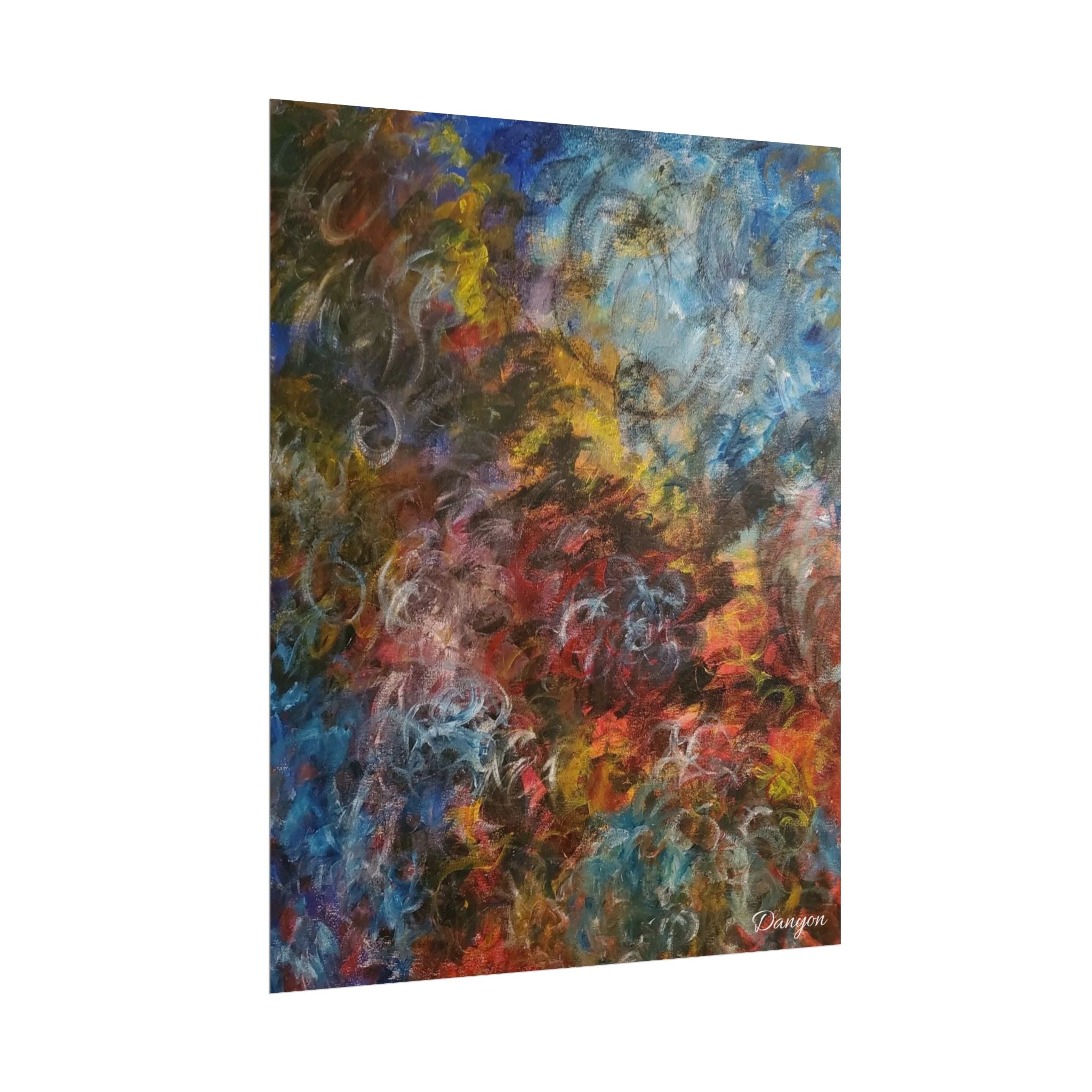 Abstract Color Storm Rolled Poster — Vibrant Swirl Art Print for Modern Home Decor