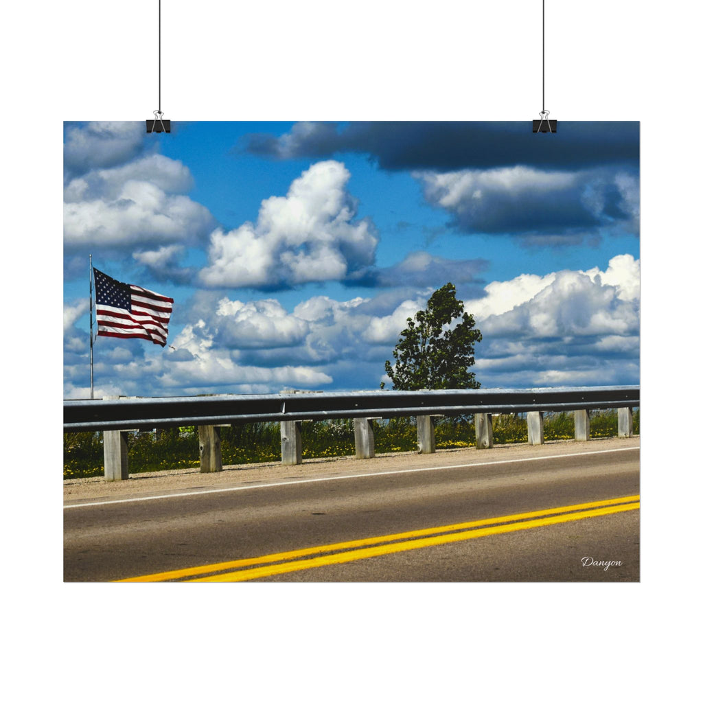 American Roadside Flag Poster — Rolled Wall Art Print