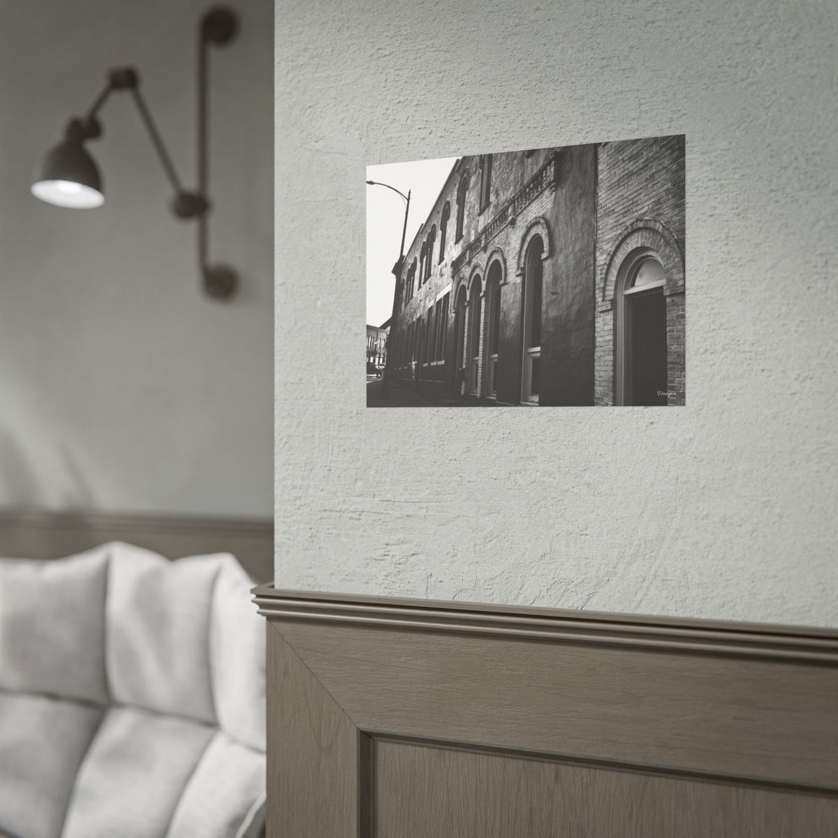 Vintage Brick Row Black & White Rolled Poster