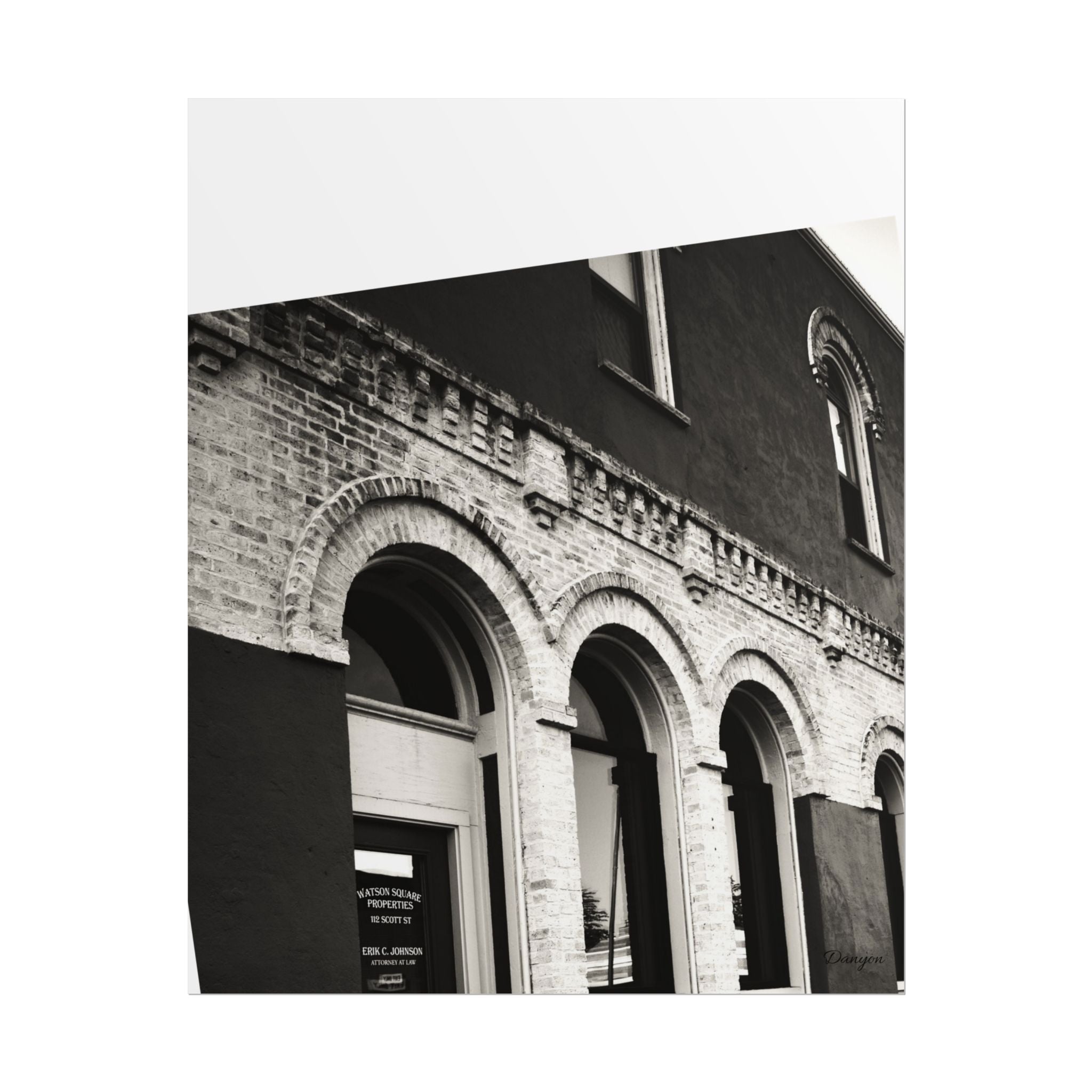 Rolled Poster — Vintage Black & White Arched Brick Architecture Print