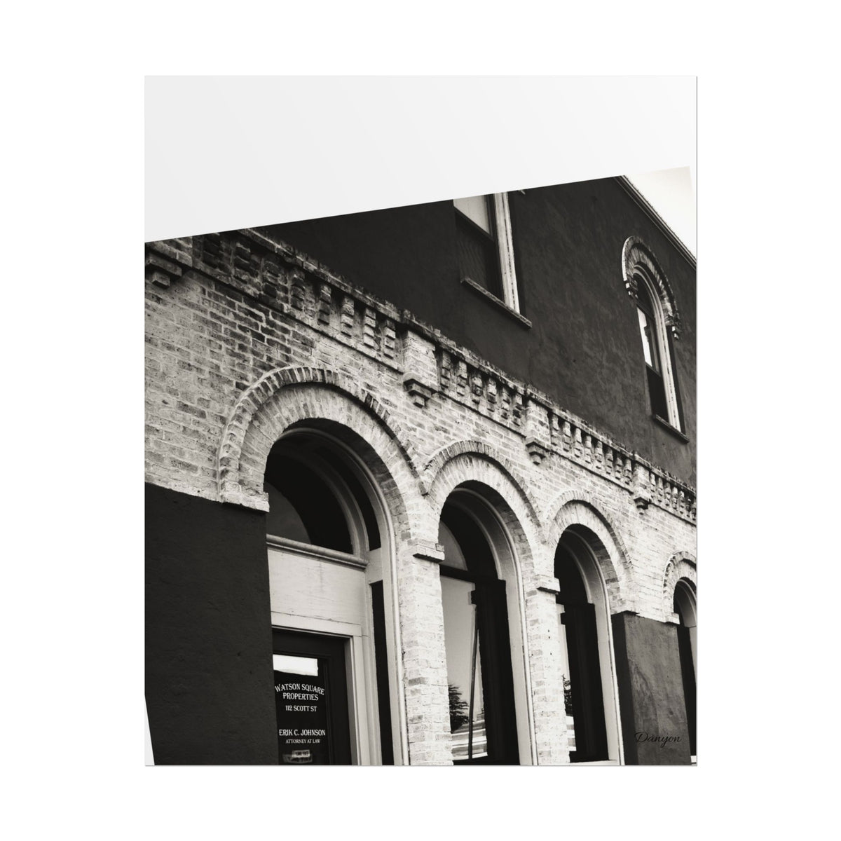 Rolled Poster — Vintage Black & White Arched Brick Architecture Print