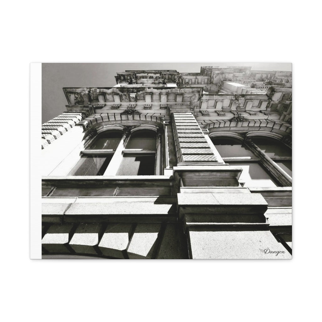Architectural Facade Black & White Matte Canvas Print — Stretched 1.25"