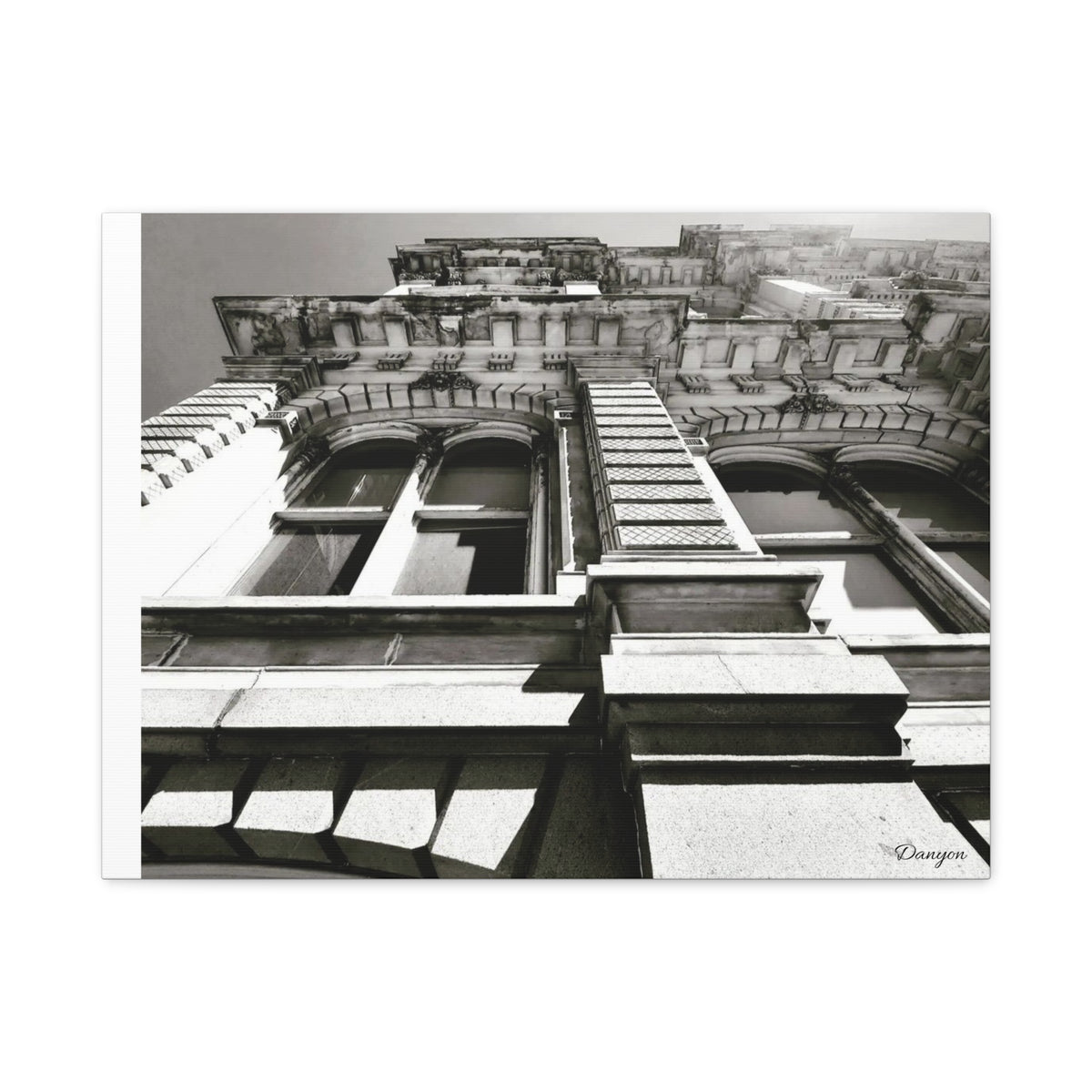 Architectural Facade Black & White Matte Canvas Print — Stretched 1.25"