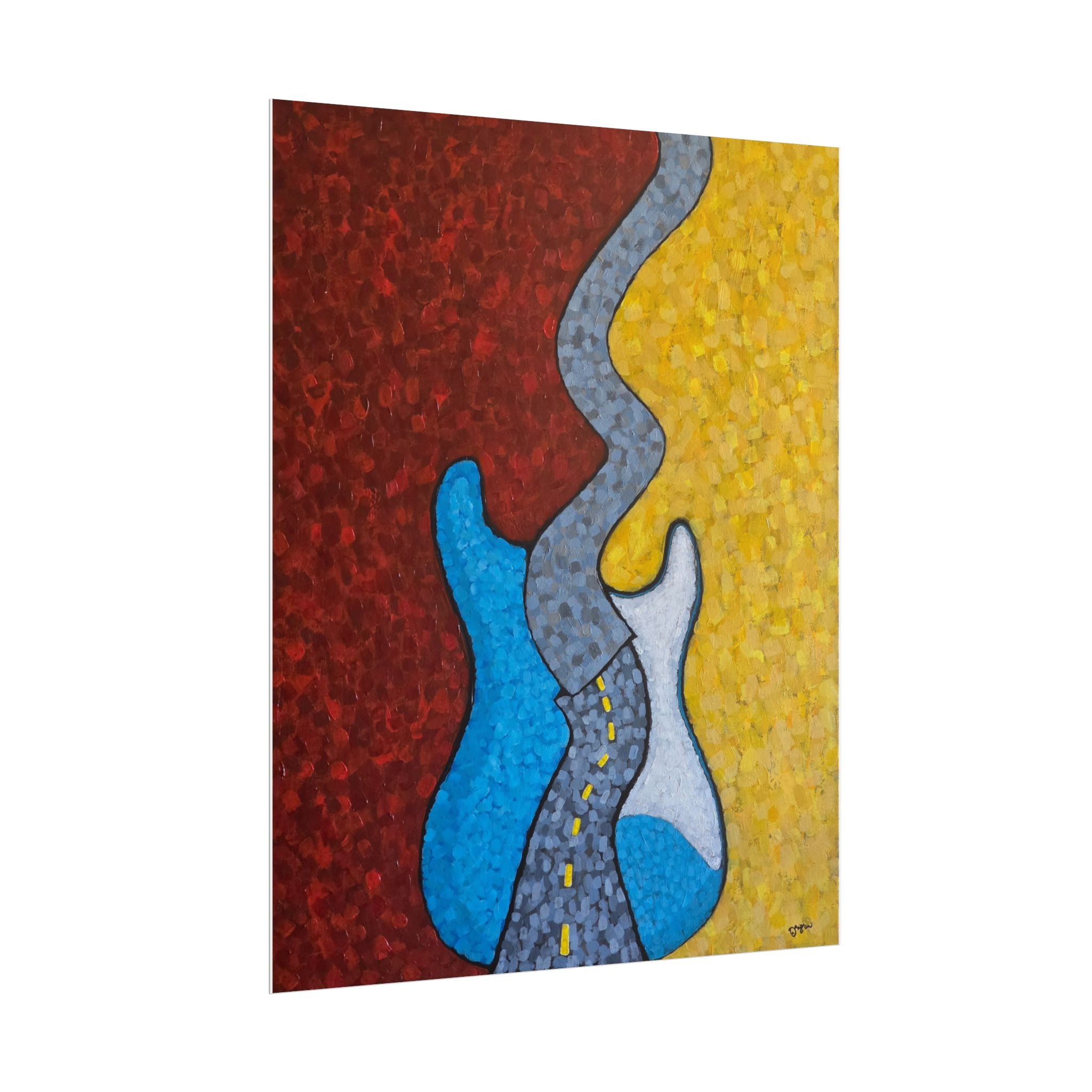 Abstract Guitar Road Poster — Colorful Music Art Print