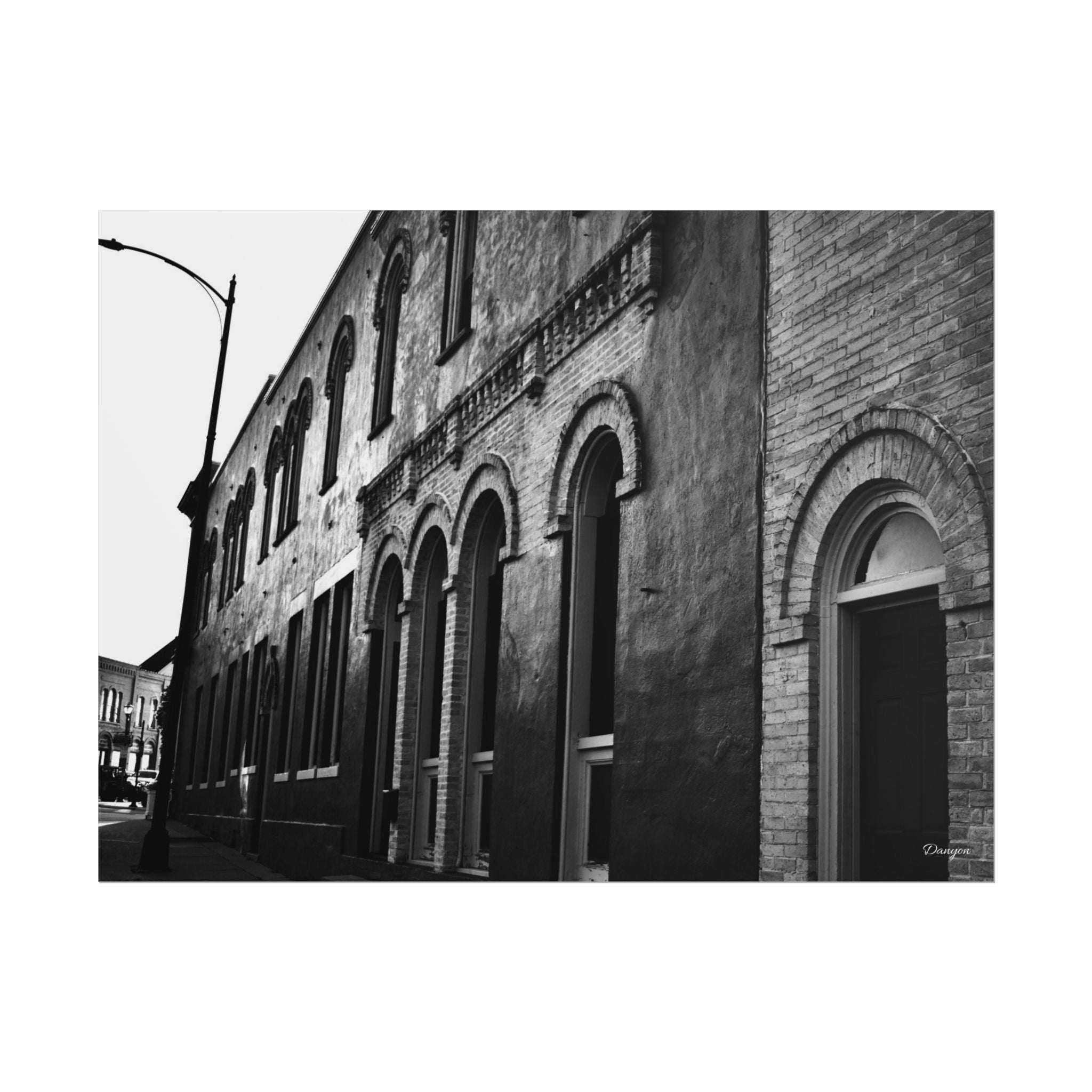 Vintage Brick Row Black & White Rolled Poster