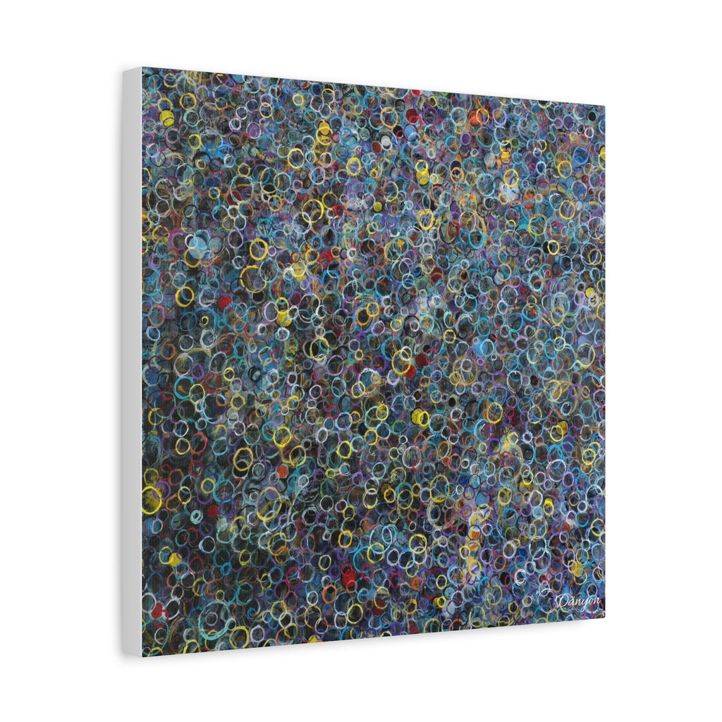 Abstract Bubble Pattern Matte Canvas Print — Colorful Ringed Texture Wall Art