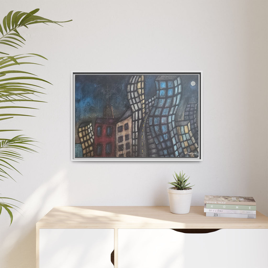 Abstract Cityscape Matte Canvas Framed Wall Art