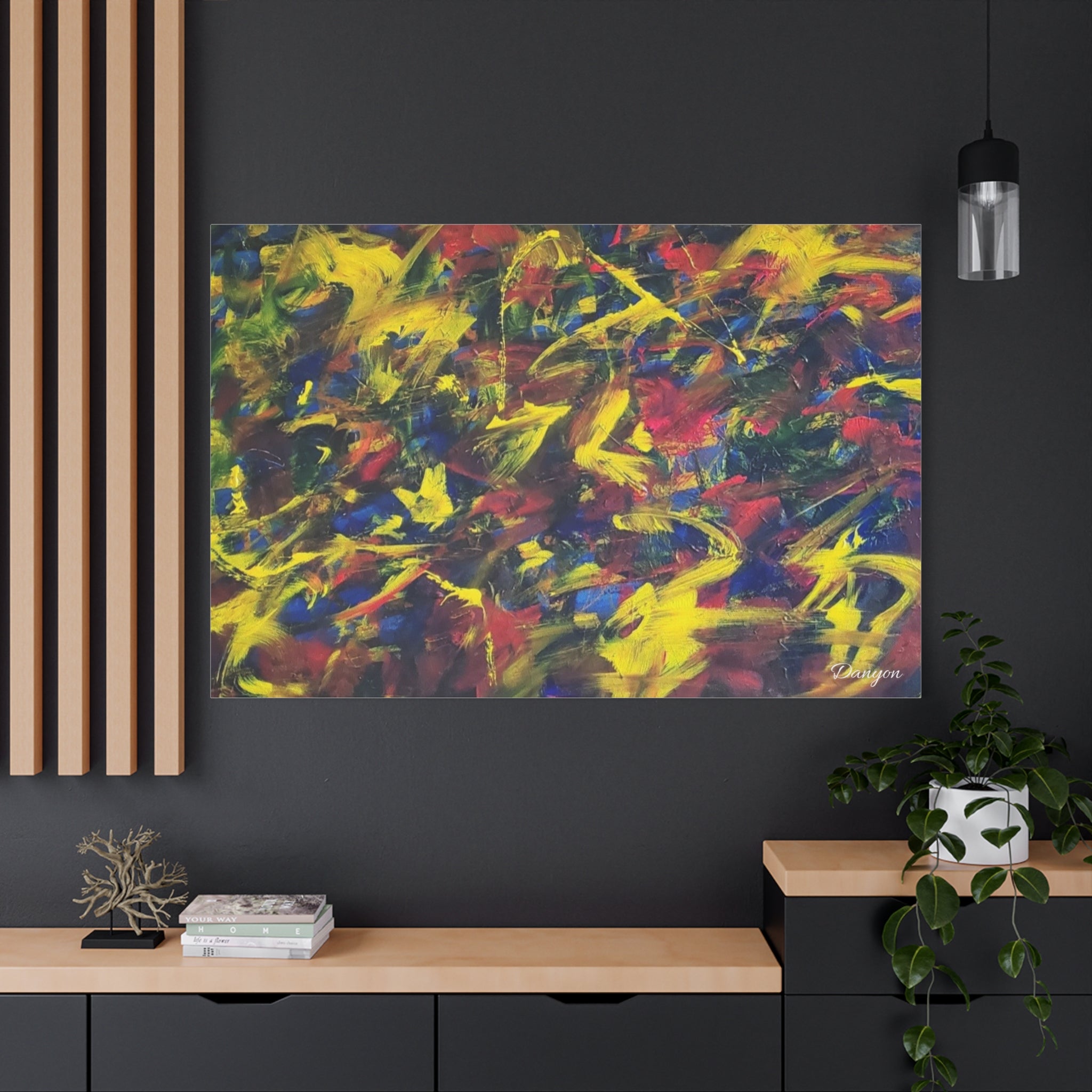 Abstract Color Burst Matte Canvas Print — Vibrant Stretched Wall Art