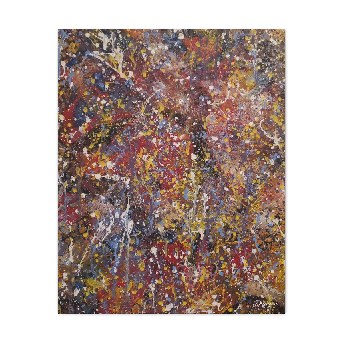 Abstract Splatter Art Canvas — Colorful Drip Painting on Stretched Matte Canvas