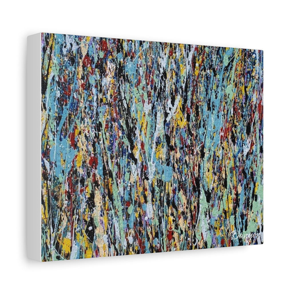 Abstract Drip Painting Canvas Print — Colorful Modern Wall Art, Matte Stretched 1.25"