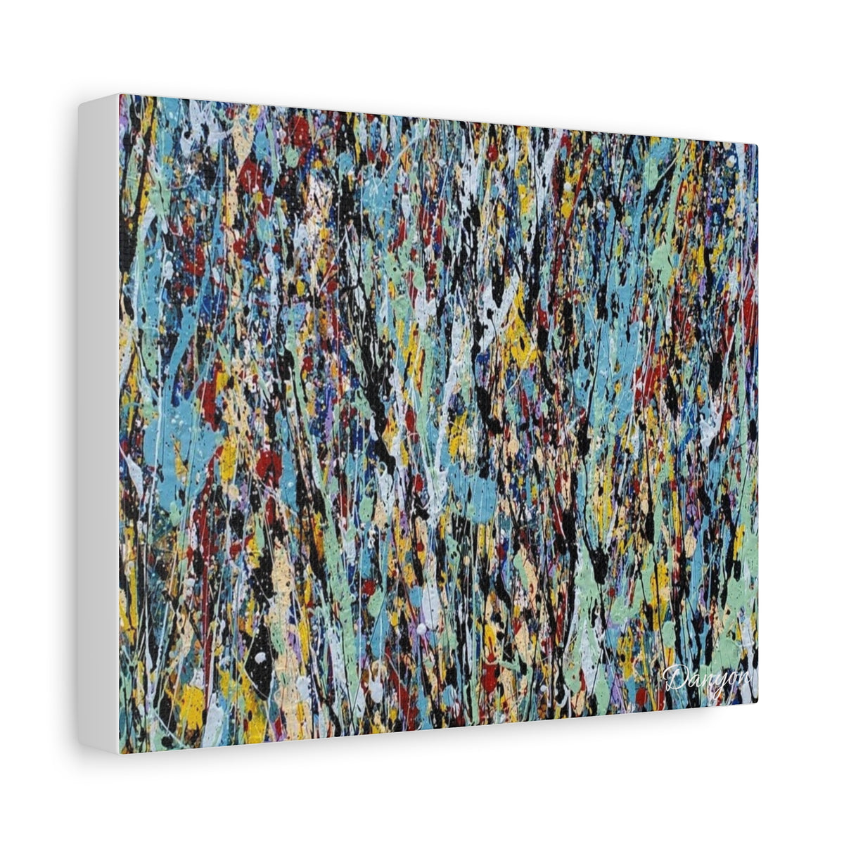Abstract Drip Painting Canvas Print — Colorful Modern Wall Art, Matte Stretched 1.25"