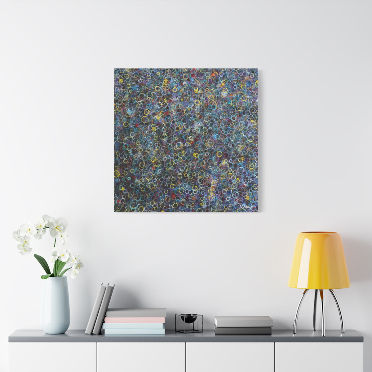 Abstract Bubble Pattern Matte Canvas Print — Colorful Ringed Texture Wall Art