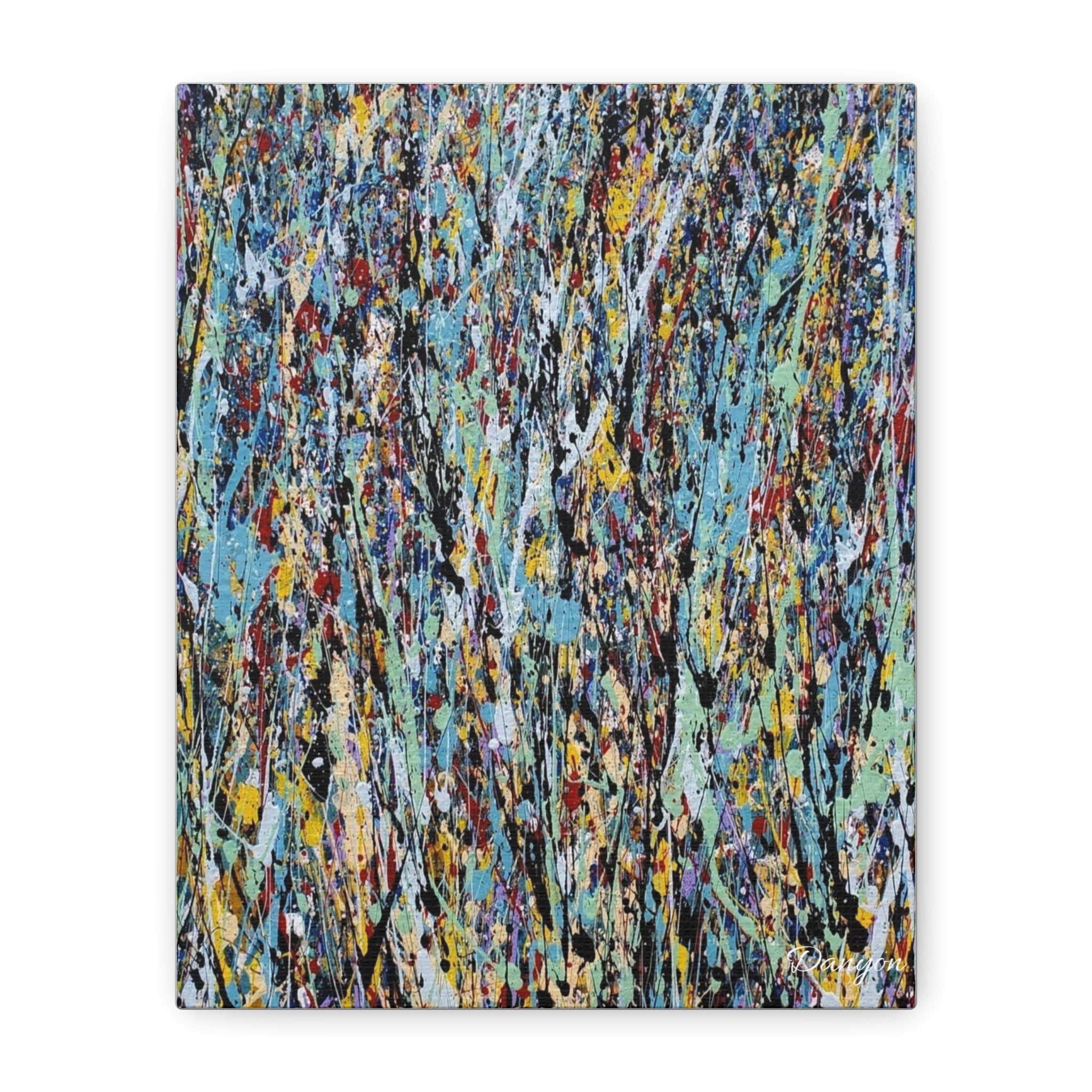 Abstract Drip Painting Canvas Print — Colorful Modern Wall Art, Matte Stretched 1.25"