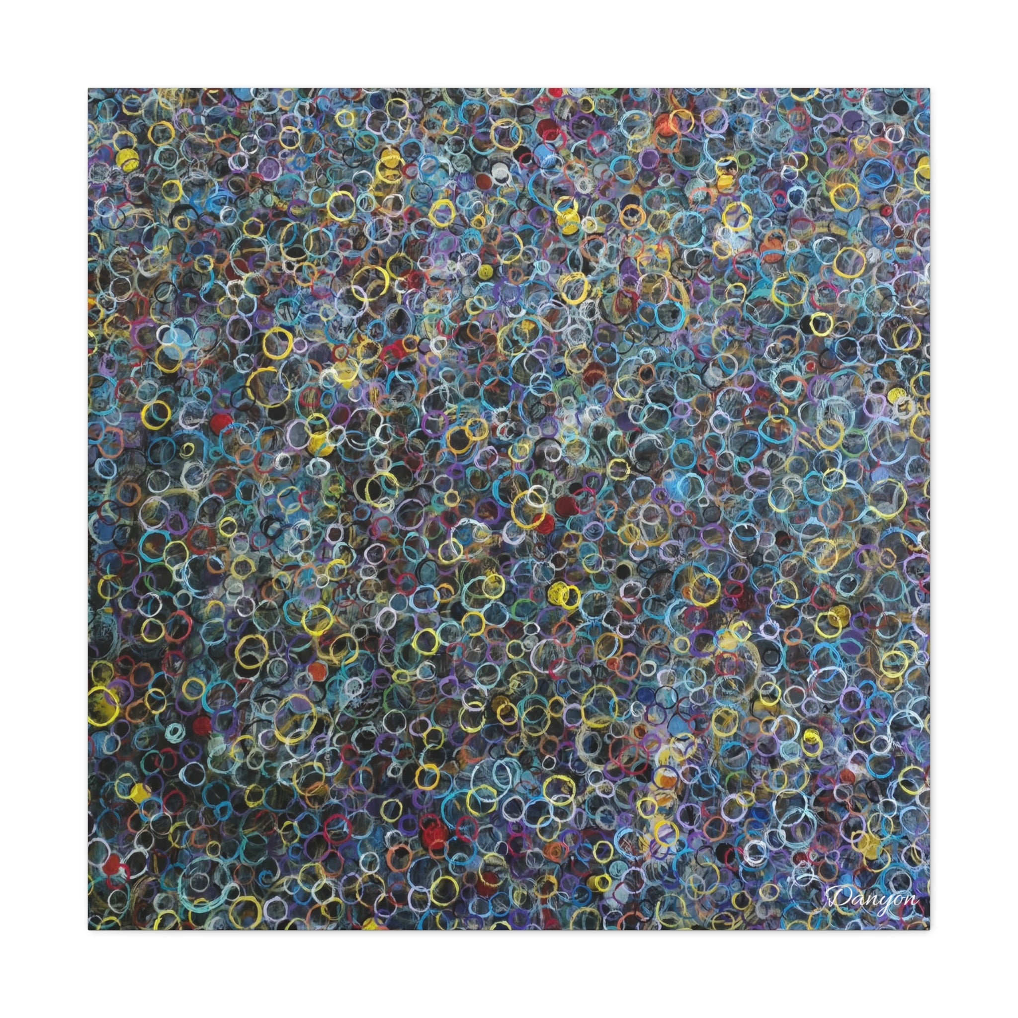 Abstract Bubble Pattern Matte Canvas Print — Colorful Ringed Texture Wall Art