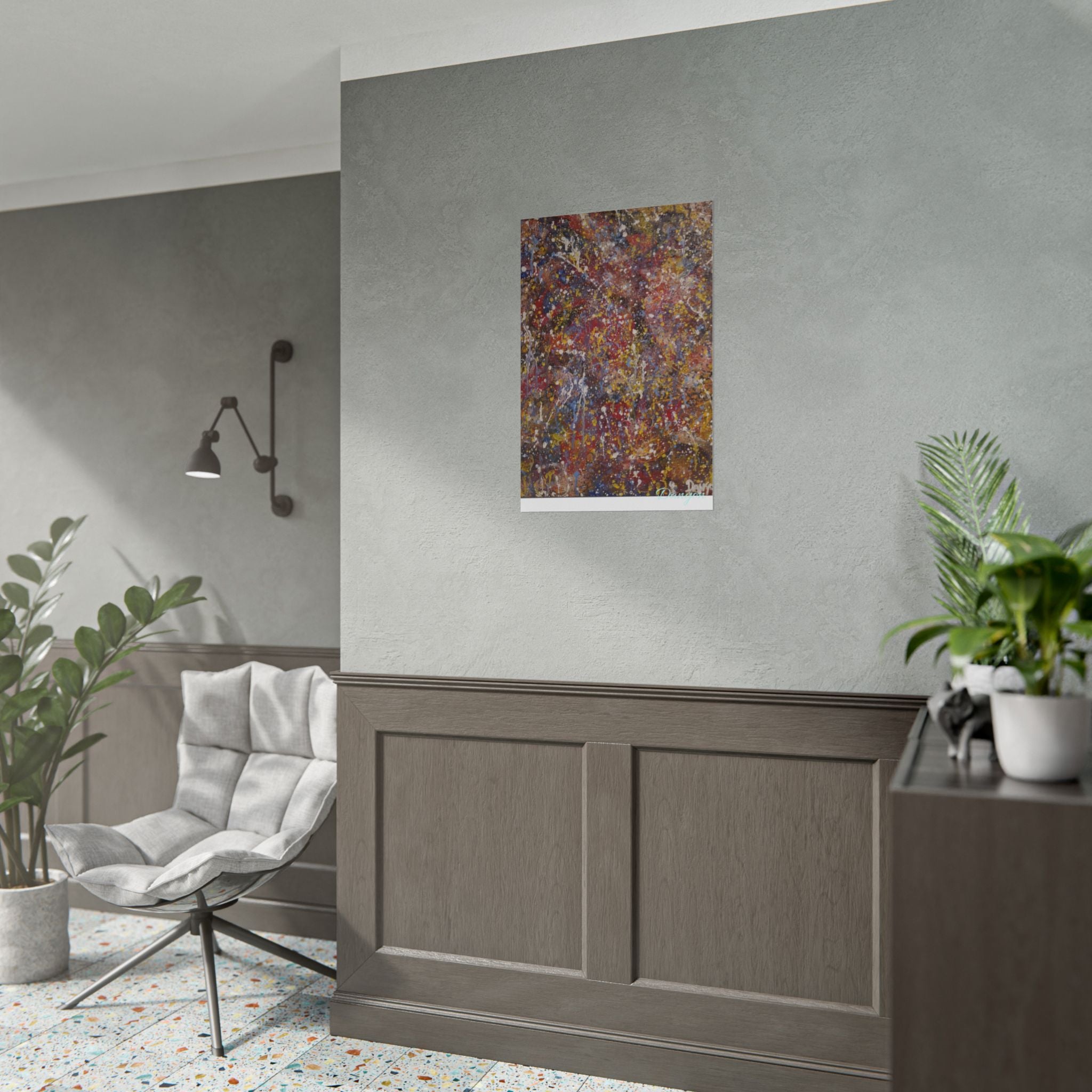 Abstract Splatter Art Poster — Colorful Drip Painting Rolled Poster