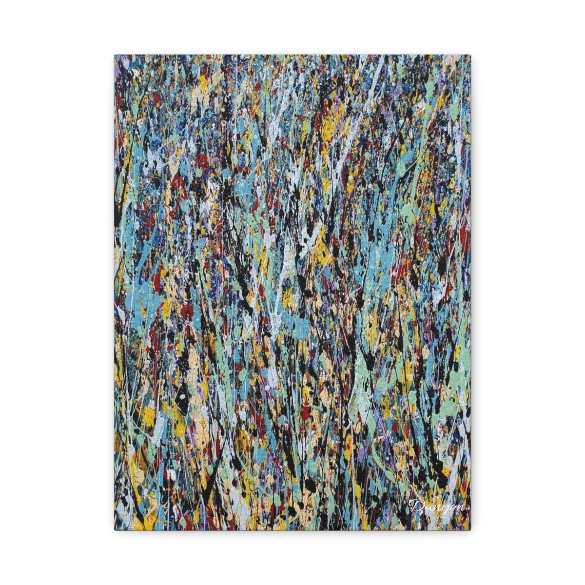 Abstract Drip Painting Canvas Print — Colorful Modern Wall Art, Matte Stretched 1.25"