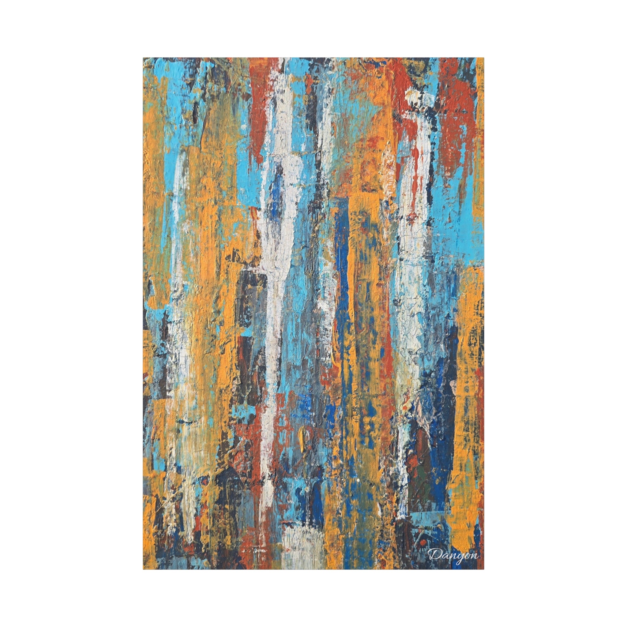 Abstract Urban Texture Matte Canvas Print — Colorful Vertical Brushstroke Wall Art