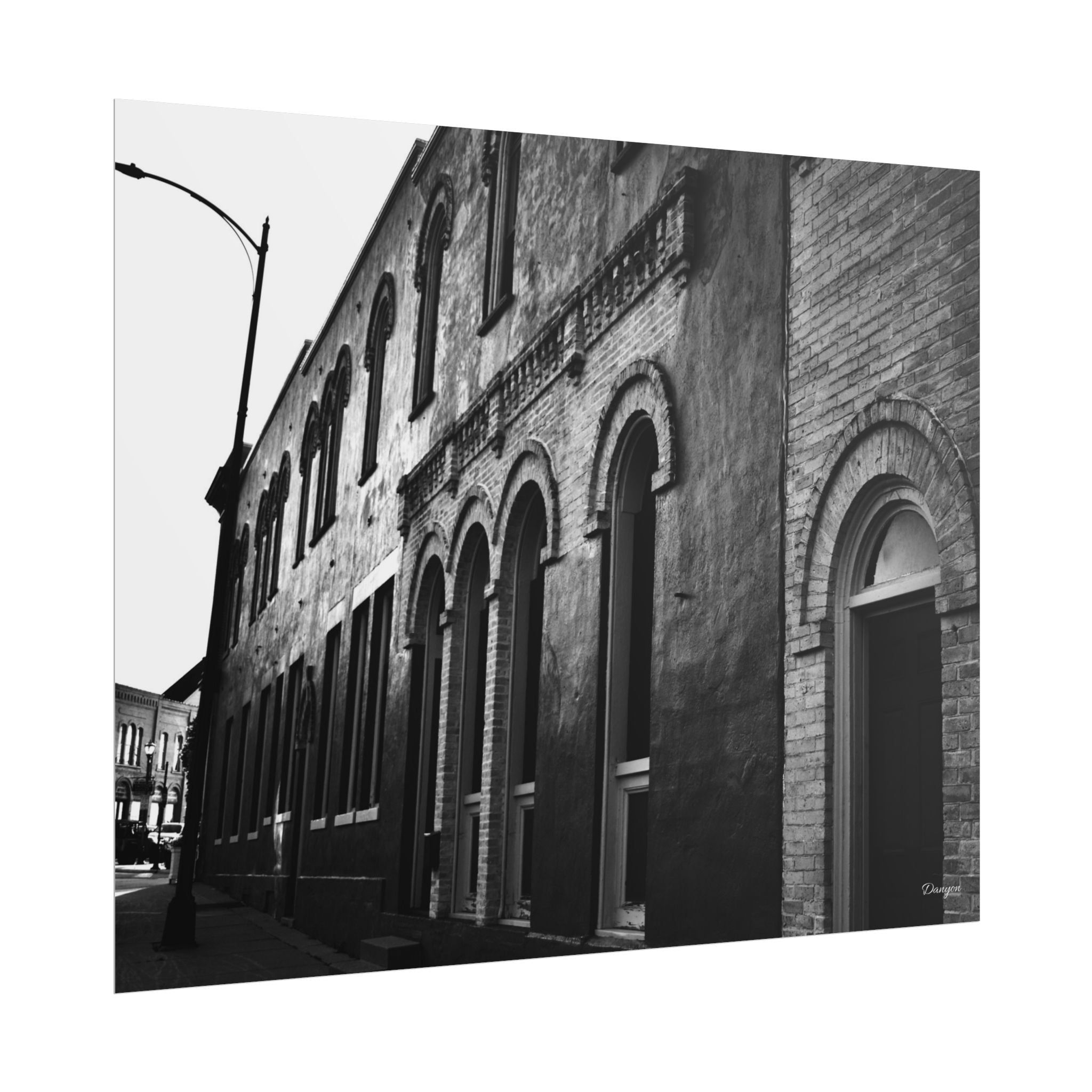 Vintage Brick Row Black & White Rolled Poster