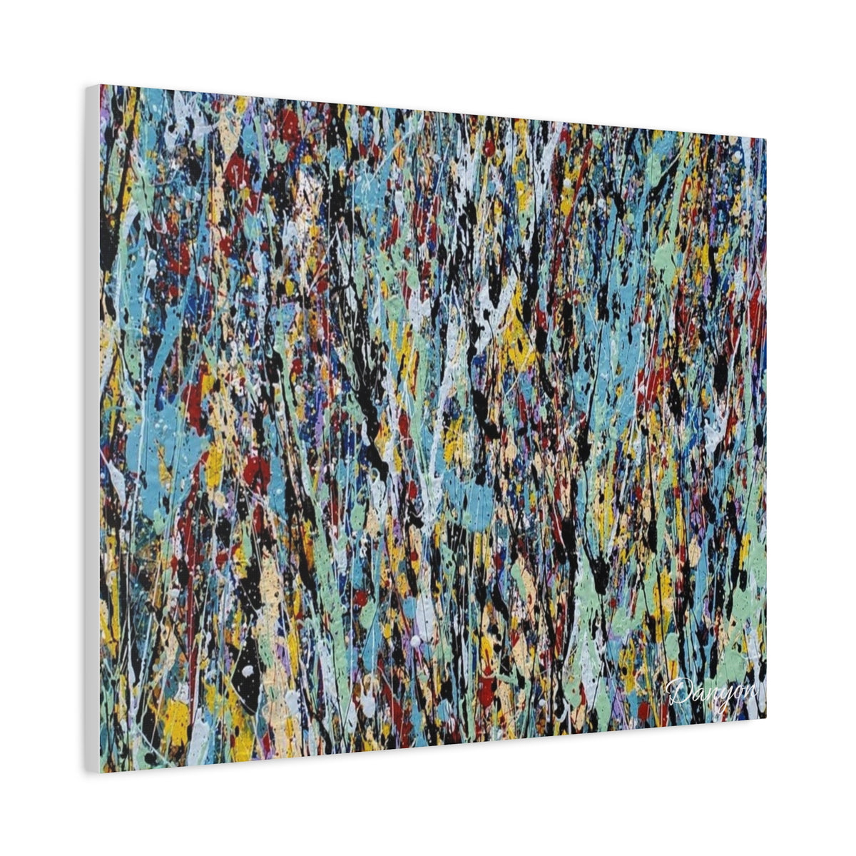 Abstract Drip Painting Canvas Print — Colorful Modern Wall Art, Matte Stretched 1.25"