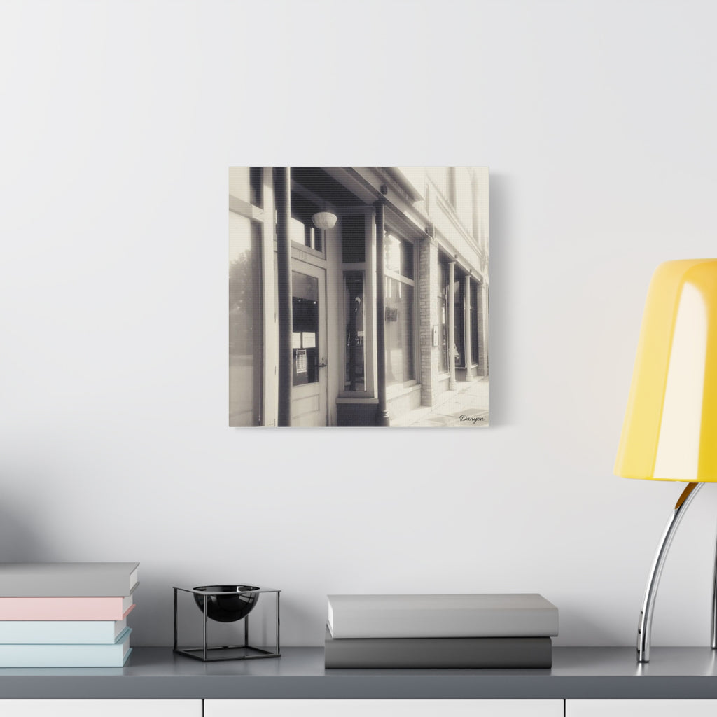 Vintage Main Street Canvas Print — Sepia Streetfront Wall Art, Matte Stretched