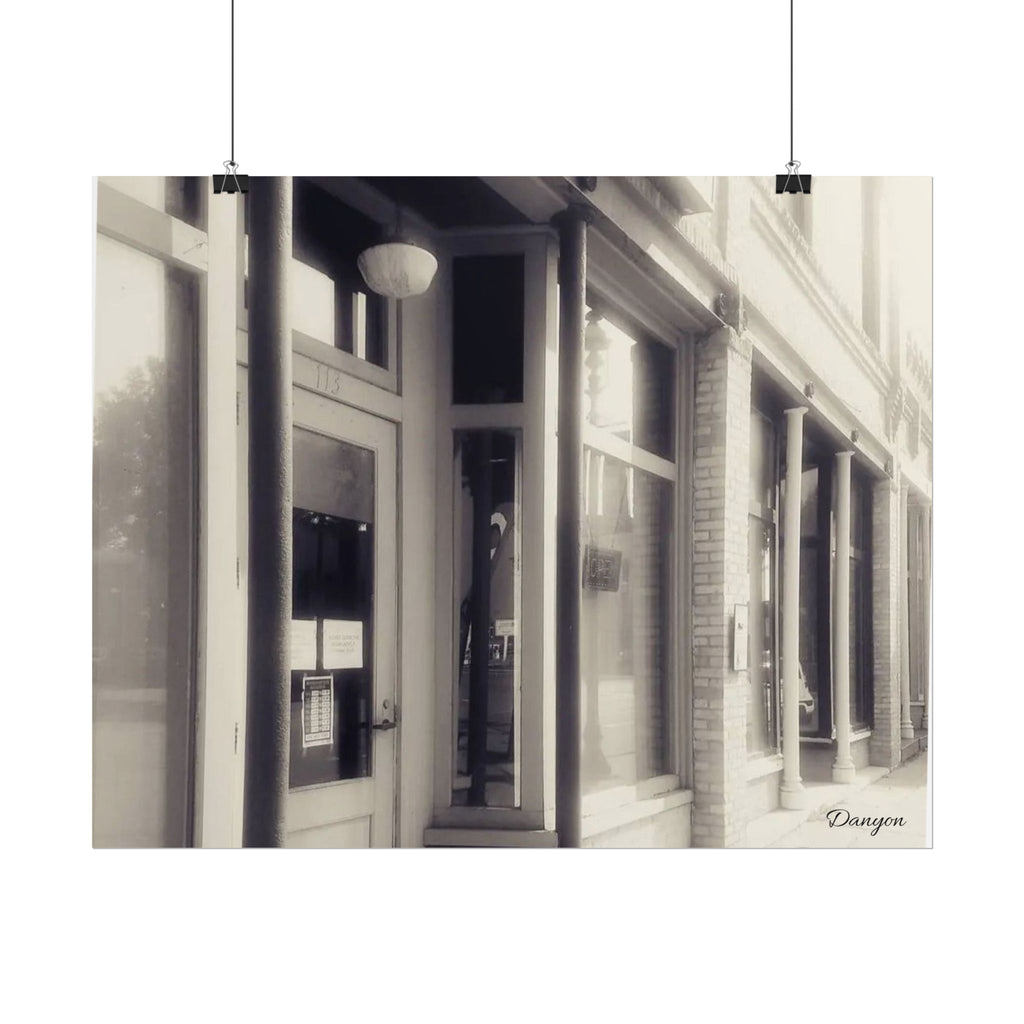 Vintage Main Street Rolled Poster – Sepia Downtown Storefront Wall Art
