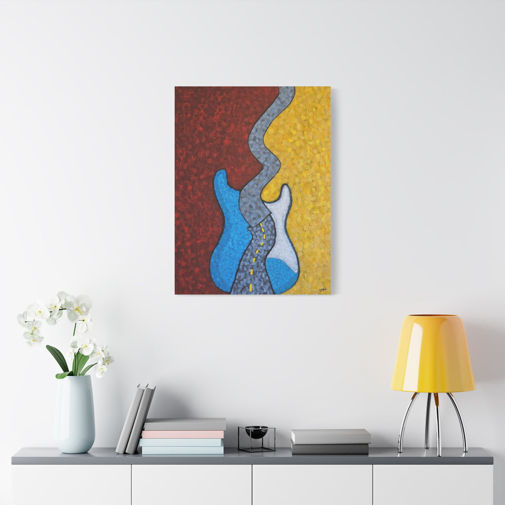 Abstract Road Trip Canvas Art — Colorful Modern Stretch Wall Decor